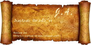 Justus Arzén névjegykártya